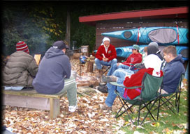 A patrol meets with a merit badge councilor